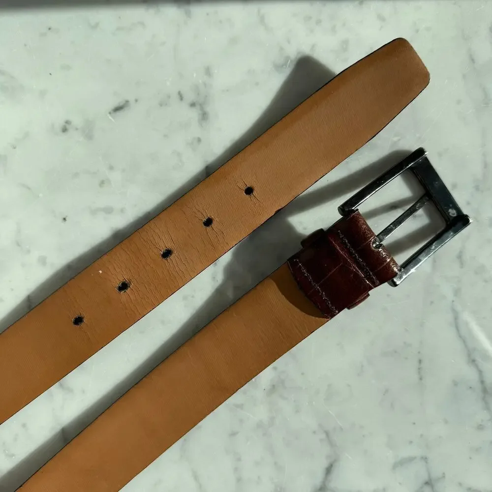 Made in Italy Genuine Leather Brown Belt Men’s Size 42